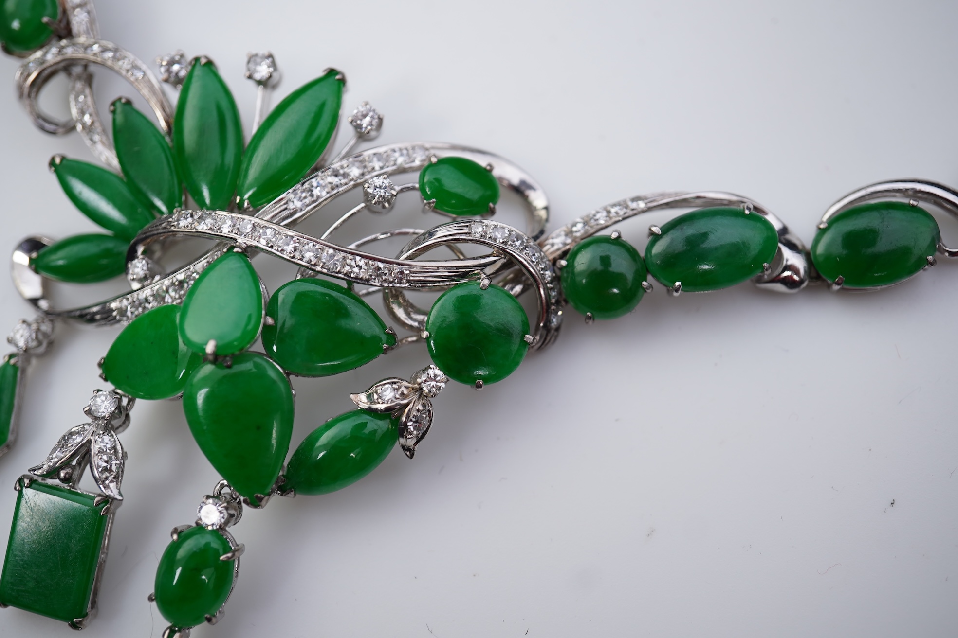 A jadeite and diamond demi-parure, 1960s
